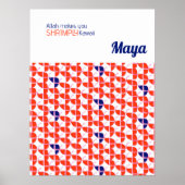 SHRIMPLY Kawaii Retro Orange White Kinderzimmer Cu Poster (Vorne)