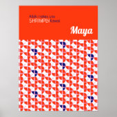 SHRIMPLY Kawaii Retro Weißes Orange Kinderzimmer k Poster (Vorne)