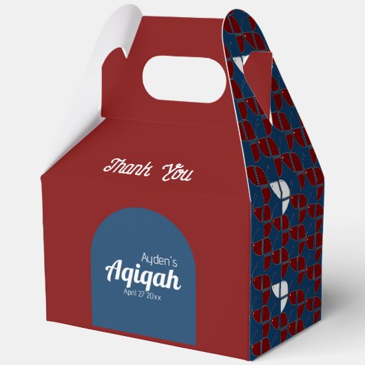 SHRIMPLY Red Blue Pattern, Aqiqah Baby Dusche Geschenkschachtel (Vorderseite)