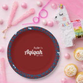 SHRIMPLY Red Blue Pattern, Aqiqah Baby Dusche Pappteller (Party)