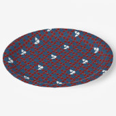 SHRIMPLY Retro Red Blue Pattern Baby Boy Pappteller (Schrägansicht)