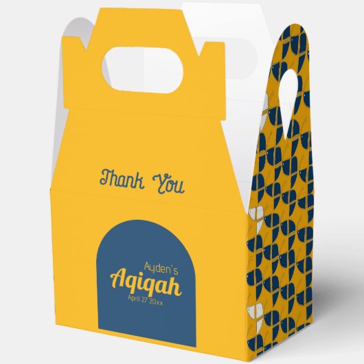 SHRIMPLY Yellow Blue Pattern, Aqiqah Baby Dusche Geschenkschachtel (Offen)