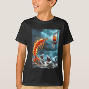Shrimps, die auf Haie dunken, lustiges Ozean-Sketc T-Shirt