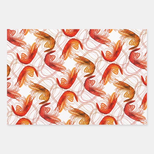 Shrimps lange Antennenmuster Wrapping Paper Sheets Geschenkpapier Set (Vorderseite 3)