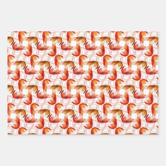 Shrimps lange Antennenmuster Wrapping Paper Sheets Geschenkpapier Set (Vorderseite)