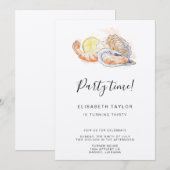 Shrimps und Oyster Watercolor Einladung zum Geburt (Vorne/Hinten)