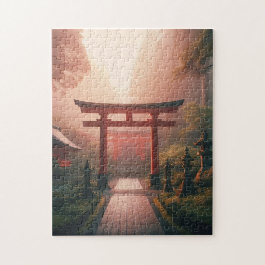 Shrine Path at Dawn – Tranquil Japan Puzzle (Vertikal)
