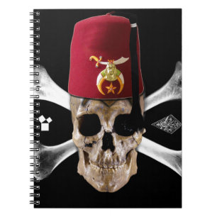 Shriner Freimaurerschädel und Knochen mit Fez Notizblock