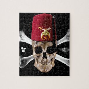 Shriner Freimaurerschädel und Knochen mit Fez Puzzle