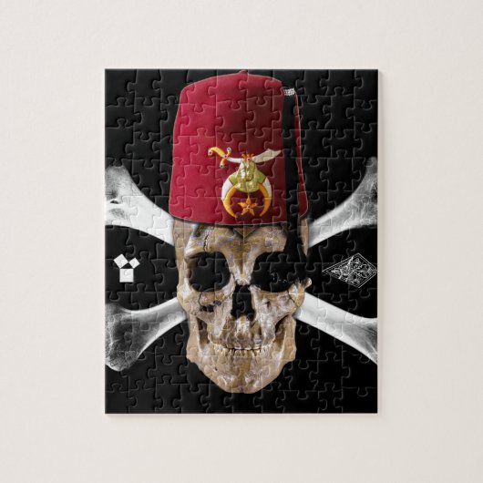 Shriner Freimaurerschädel und Knochen mit Fez Puzzle (Vertikal)