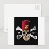 Shriner Masonic Skull and Bones with Fez Postkarte (Vorne/Hinten)