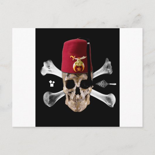 Shriner Masonic Skull and Bones with Fez Postkarte (Vorderseite)