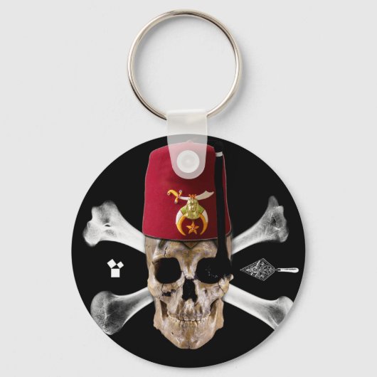 Shriner Masonic  Skull and Bones with Fez Schlüsselanhänger (Vorderseite)