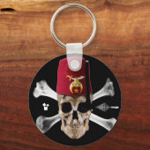 Shriner Masonic  Skull and Bones with Fez Schlüsselanhänger (Vorderseite)