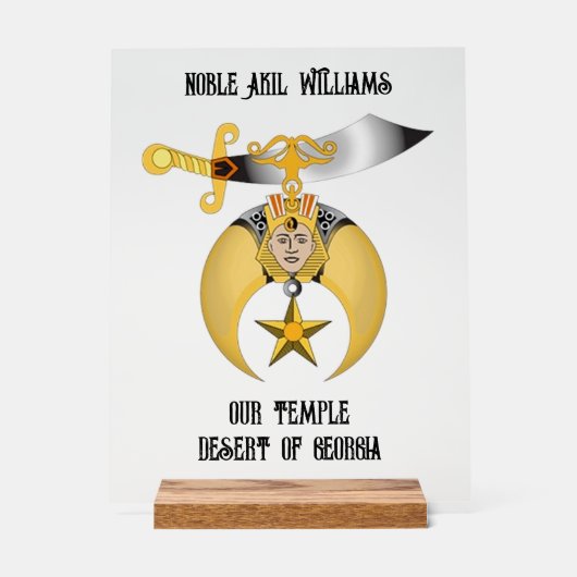 Shriners Acrylschild (Vorderseite)