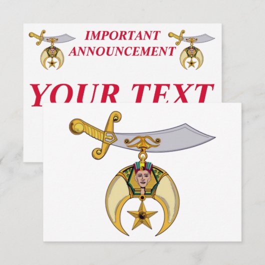 Shriners Ankündigung (Vorne/Hinten)