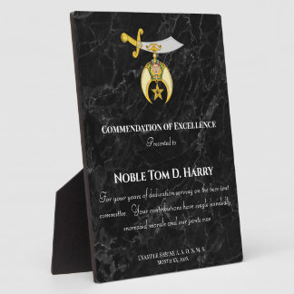 Shriners Appreciation Award Plaque Fotoplatte