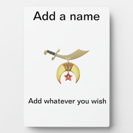 Shriners Plaque Fotoplatte (Vorderseite)