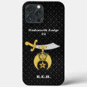 Shriners-Symbol mit Schwarz-Muster Mit Monogramm Case-Mate iPhone Hülle (Rückseite)