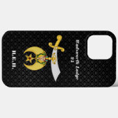 Shriners-Symbol mit Schwarz-Muster Mit Monogramm Case-Mate iPhone Hülle (Rückseite (Horizontal))