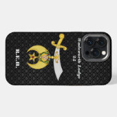 Shriners-Symbol mit Schwarz-Muster Mit Monogramm iPhone Hülle (Rückseite (Horizontal))