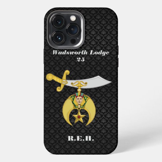 Shriners-Symbol mit Schwarz-Muster Mit Monogramm iPhone Hülle (Rückseite)