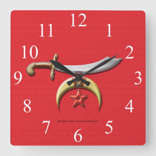 Shriners Wall Clock Quadratische Wanduhr (Vorderseite)