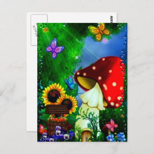 Shroom Gully Whimsical Fantasy Art Postkarte (Vorne/Hinten)