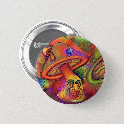 "Shroomin" Psychedelic Mushroom Button (Vorne & Hinten)