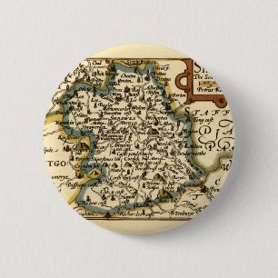 Shropshire Landkreis England Alte antike Karte Button