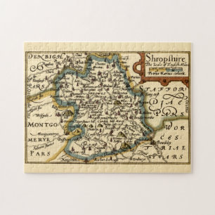 Shropshire Landkreis England Alte antike Karte Puzzle