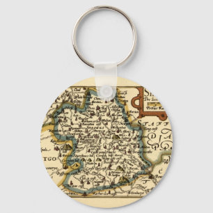 Shropshire Landkreis England Alte antike Karte Schlüsselanhänger
