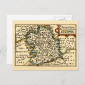 Shropshire Landkreis Map, England Postkarte (Vorne/Hinten)