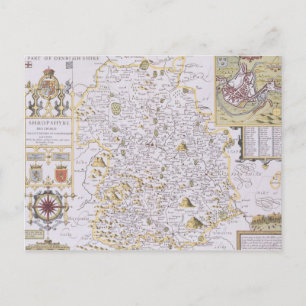 Shropshyre, mit Gravur von Jodocus Hondius Postkarte