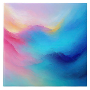 "Shroudglen" Pink und Blue Landscape Seascape. Fliese