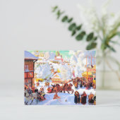 "Shrovetide" von Boris Kustodiev, Holiday Postcard Postkarte (Stehend Vorderseite)