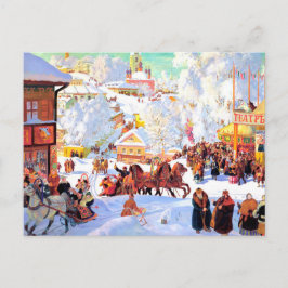 "Shrovetide" von Boris Kustodiev, Holiday Postcard Postkarte