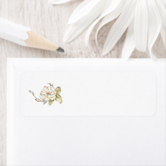 Shrub-Rose (blau) auf einem Rücksendeadresse-Label (Insitu)