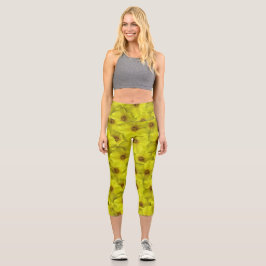 Shrubby Cinquefoil Nahtloses Muster Capri Leggings