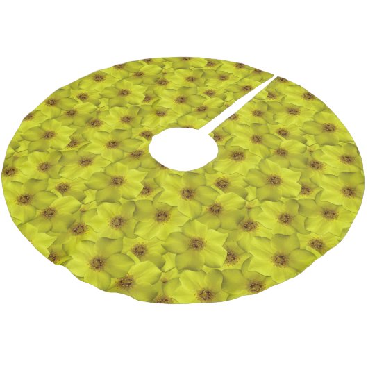 Shrubby Cinquefoil Nahtloses Muster Polyester Weihnachtsbaumdecke (Schrägansicht)