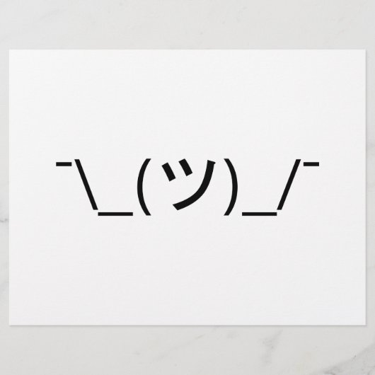 Shrug Emoticon Ø\_(ツ_/ Ø Japanisch Kaomoji Flyer (Vorne)