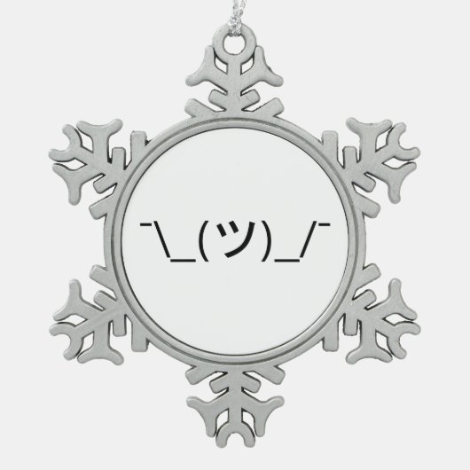 Shrug Emoticon Ø\_(ツ_/ Ø Japanisch Kaomoji Schneeflocken Zinn-Ornament (Vorderseite)