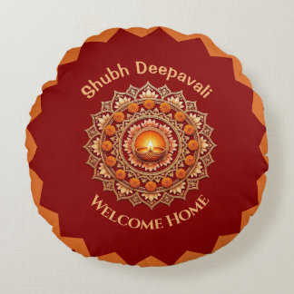 Shubh Deepavali Festival des Lichts Willkommen Zuh Rundes Kissen
