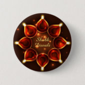 Shubh Diwali Diyas Sparkle Lights Button (Vorderseite)