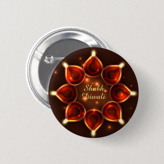 Shubh Diwali Diyas Sparkle Lights Button (Vorne & Hinten)