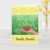 Shubh Diwali Faltkarte für den Gruß/die Urlaubskar Karte (Gelbe Blume)