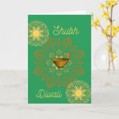 Shubh Diwali Faltkarte Karte (Gelbe Blume)