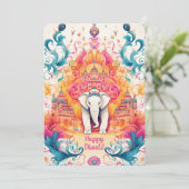 🐘 Shubh Diwali mit Watercolor Elegance Einladung (Stehend Vorderseite)