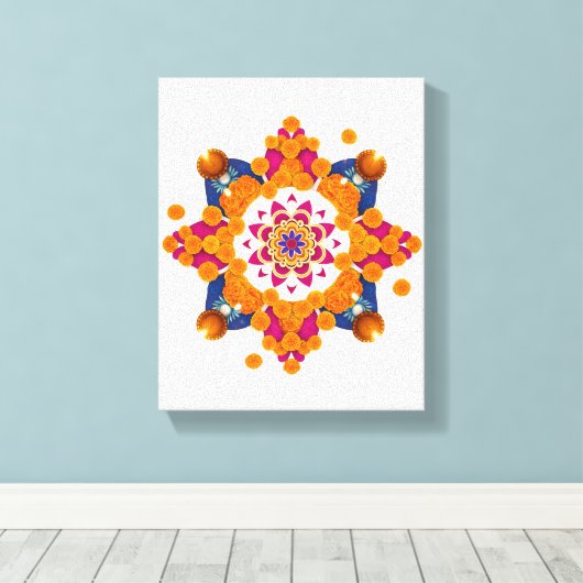Shubh Diwali Traditionelle indische Wall Art Leinwanddruck (Insitu (Holzboden))
