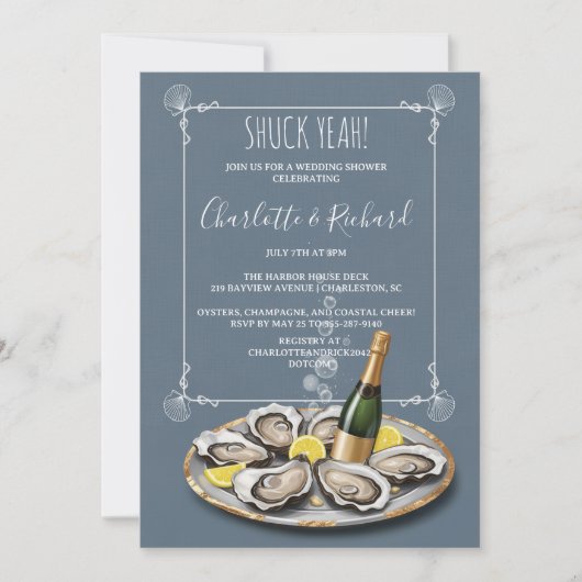 Shuck Yeah Oyster & Champagne Couples Wedding Show Einladung (Vorderseite)
